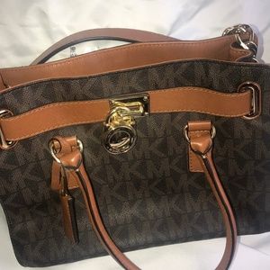 Michael Kors: Saffiano Leather Brown Signature Bag